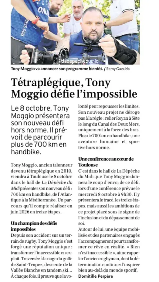 defi handbike tetraplegique electrique- TONY MOGGIO defi handbike tetraplegique electrique- TONY MOGGIO